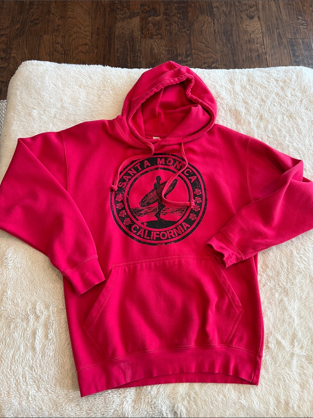 California Santa Monica hoodie sweatshirt large surf board fuscia